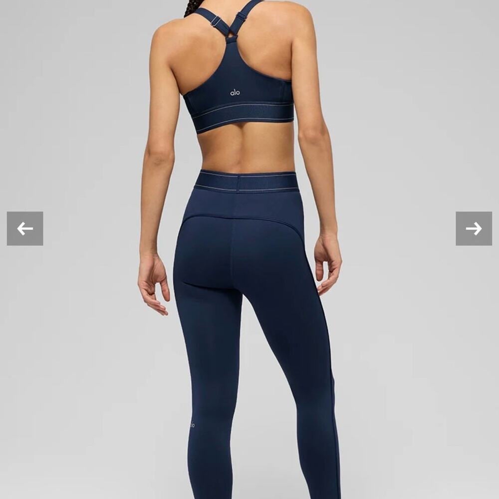 ALO Yoga Navy High-Waist Airlift Leggings bra suit up Navy large authentic NEW - Picture 11 of 11